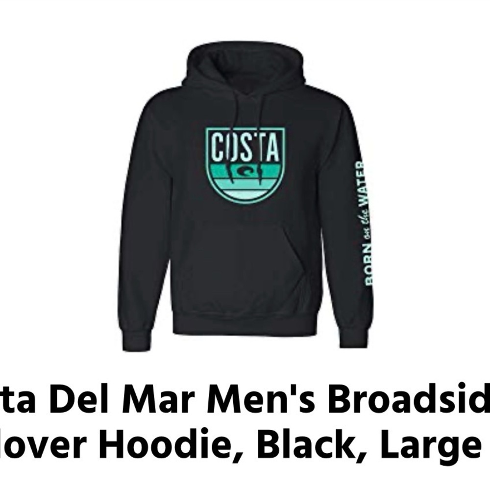 Costa Men's Black and Teal Hoodie